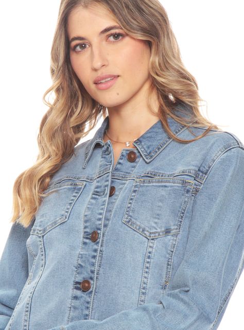 Chaqueta Clasica Manga Larga Denim Con Bolsillos-2