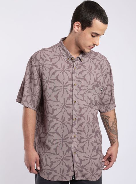 Camisa Manga Corta Viscosa Print Tropical Rosa-0