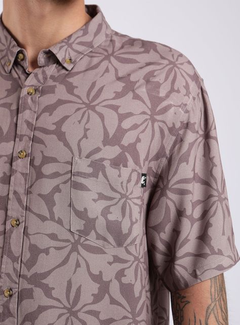 Camisa Manga Corta Viscosa Print Tropical Rosa-2