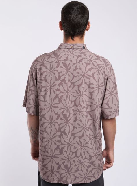 Camisa Manga Corta Viscosa Print Tropical Rosa-1