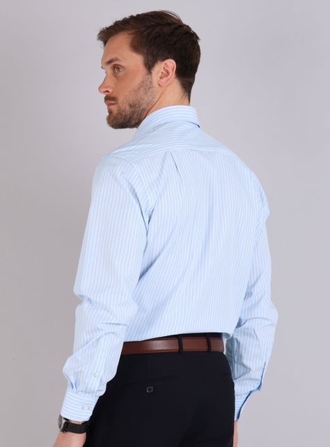 Camisa Cuello Italiano Diseño a Rayas-1