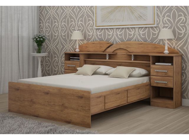 Cama Americana Elite 2 Plazas con Respaldo + Veladores-5