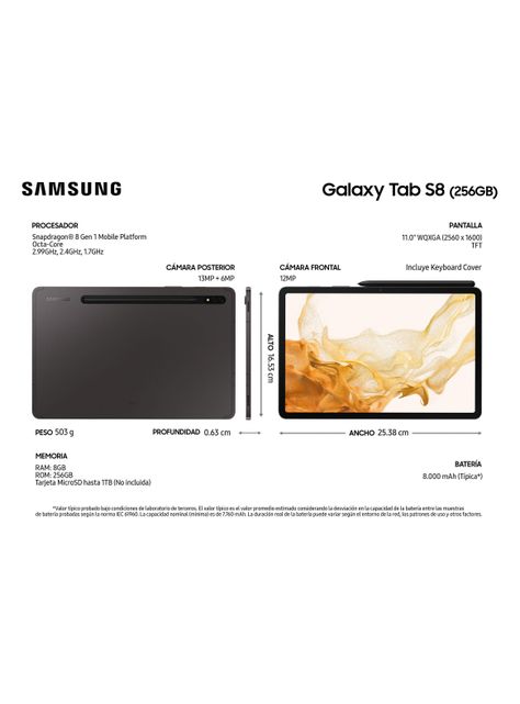 Tablet Galaxy Tab S8 256GB 11" WiFi Graphite + Keyboard Cover-2