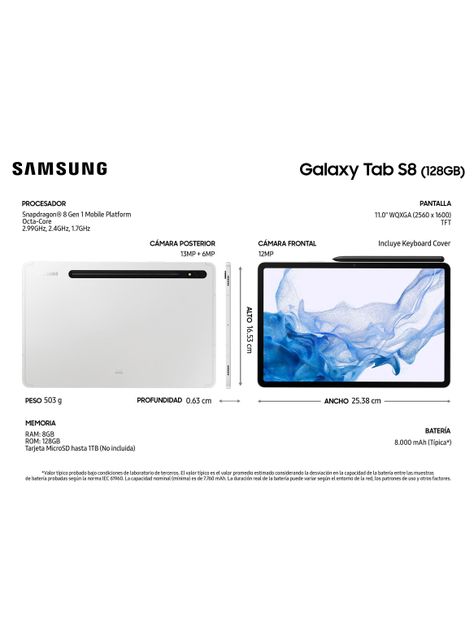 Tablet Galaxy Tab S8 11" 128GB WiFi Silver + Keyboard Cover-3
