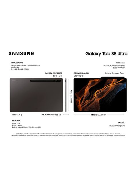 Tablet Galaxy Tab S8 Ultra 14.6" 256GB WiFi Graphite + Keyboard Cover-3