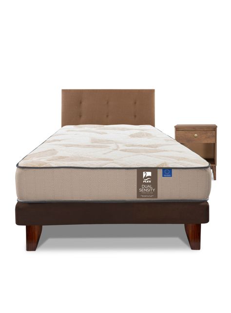 Cama Europea Dual Sensity 1.5 Plazas + Respaldo Royal + Velador Asturias-1
