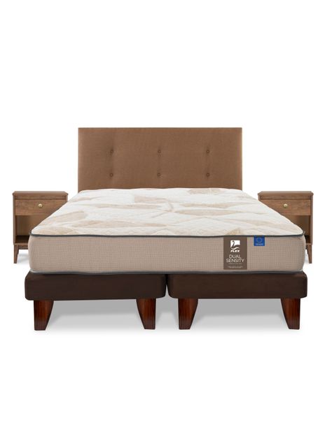 Cama Europea Dual Sensity 2 Plazas Base Dividida + Respaldo Royal + Velador Asturias-1
