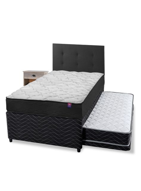 Diván Therapedic Plus 1.5 P + Respaldo Royal + Velador Rock-0