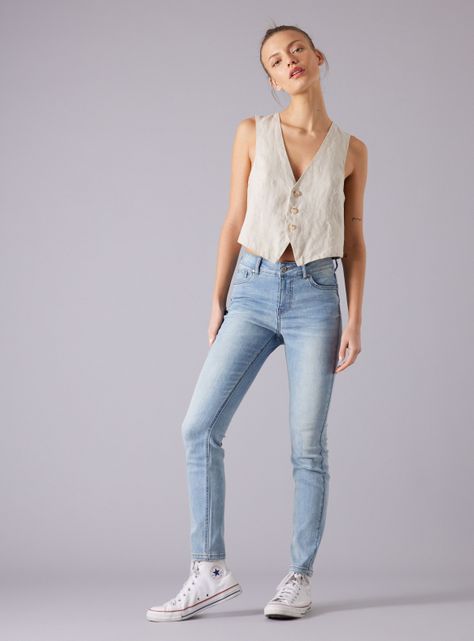 Jeans Skinny Mezclilla Tiro Medio-4