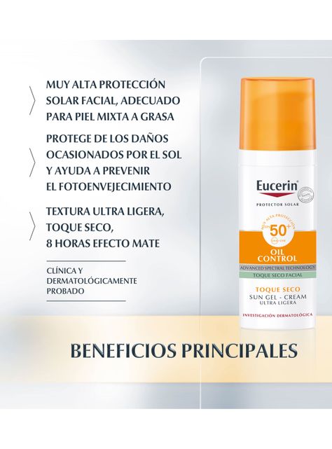 Sun Eucerin Face Gel Crema Toque Seco Spf50+ 50 ml-2
