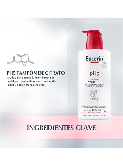 Limpiador Eucerin Ph5 Syndet Gel 400 ml con Bomba-3