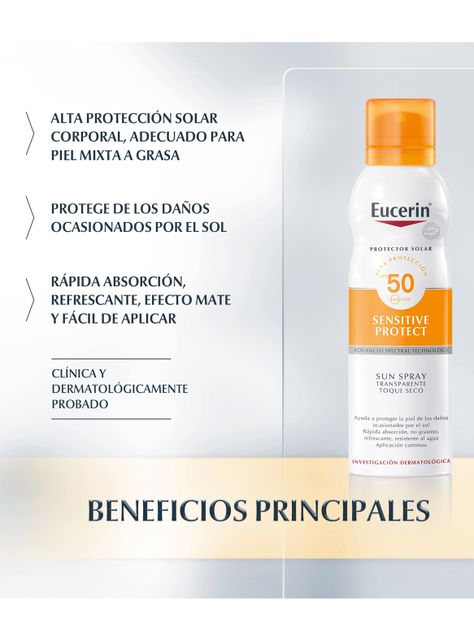 Sun Eucerin Body Spray Sensitive Protect Toque Seco Fps50 200 ml-1