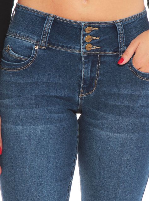 Jeans Crop Pitillo Push Pretina Alta Tres Botones-2