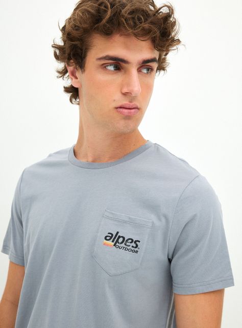 Polera con Bolsillo en Pecho y Print-2