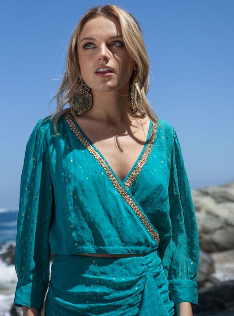 Top Jasmine Lurex Verde India Chic-0