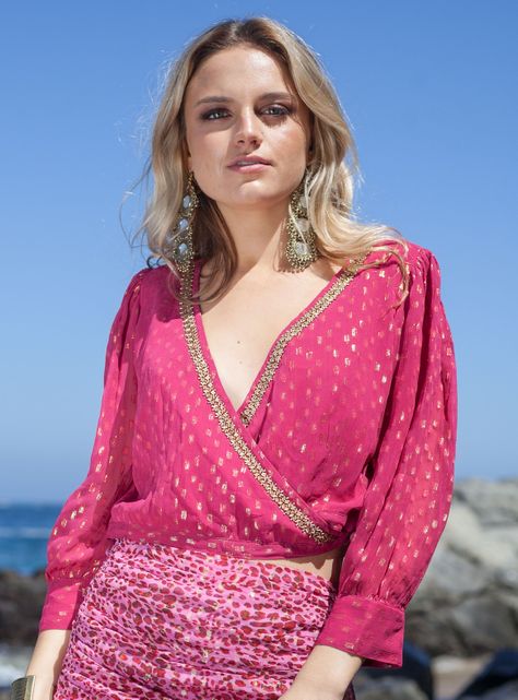Top Jasmine Lurex Magenta India Chic-0