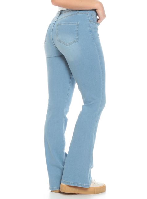 Jeans Basico Flare Tiro Alto Pretina Basica Un Botón-1