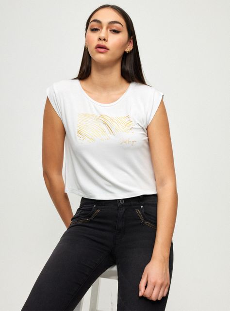Polera Crop con Aplicaciones-0