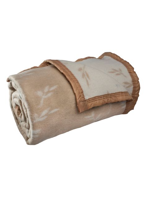 Frazada Lana 1.5 Plazas Beige Floreado-1