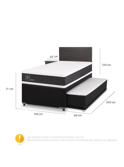 Diván Ortopedic Black 1.5 Plazas + Set Muebles Villarrica-1