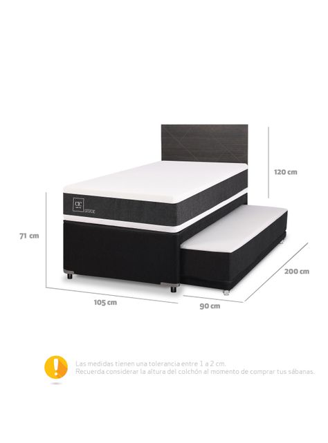 Diván Ortopedic Black 1.5 Plazas + Respaldo Villarrica-1