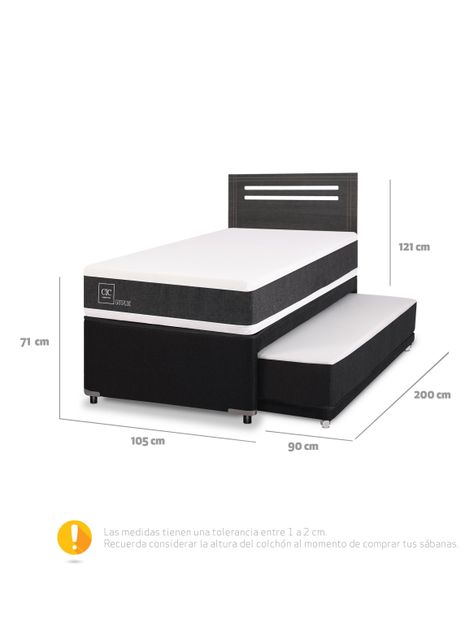 Diván Ortopedic Black 1.5 Plazas + Respaldo Múnich-1