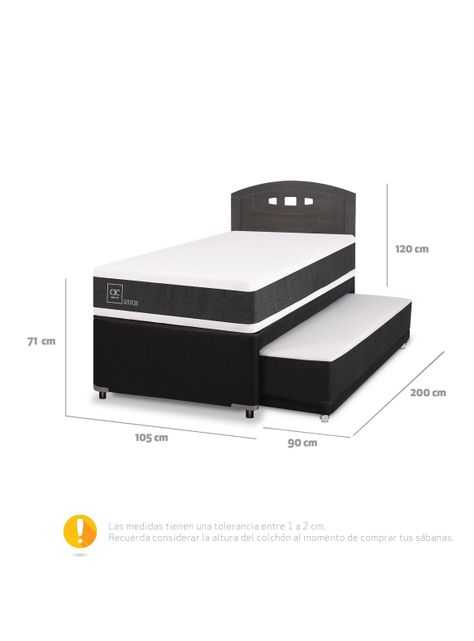 Diván Ortopedic Black 1.5 Plazas + Respaldo Gales-1
