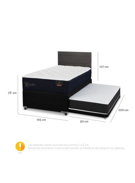 Diván Premium Black 1.5 Plazas + Respaldo Villarrica-1