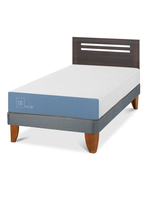 Cama Europea Excellence 1.5 Plazas x190 cm + Respaldo Múnich-0