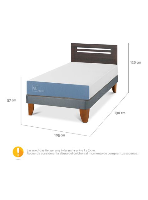 Cama Europea Excellence 1.5 Plazas x190 cm + Respaldo Múnich-1