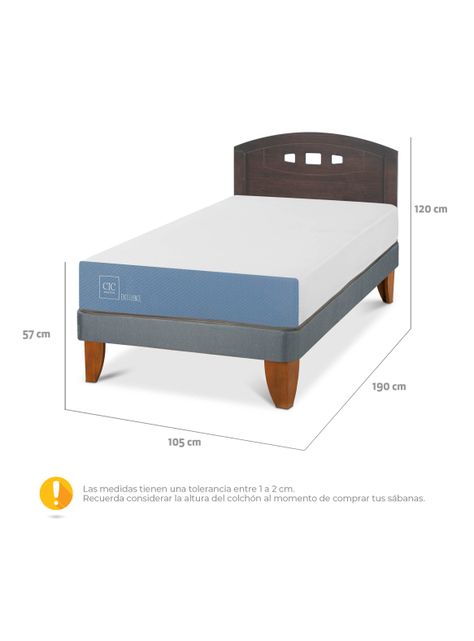Cama Europea Excellence 1.5 Plazas x190 cm + Respaldo Gales-1