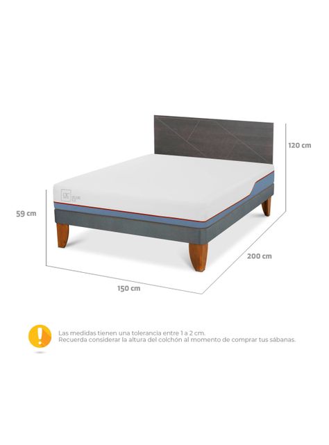 Cama Europea Excellence Plus 2 Plazas + Respaldo Villarrica-1