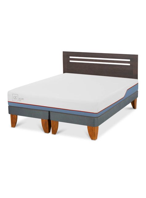 Cama Europea Excellence Plus 2 Plazas Base Dividida + Respaldo Múnich Gris-0