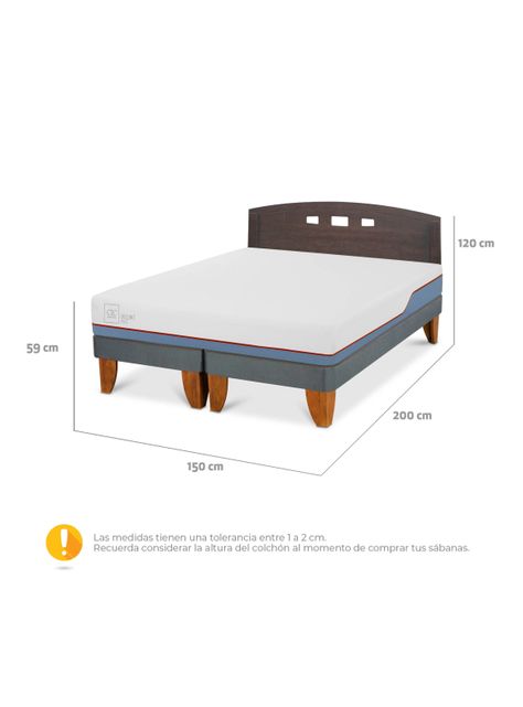Cama Europea Excellence Plus 2 Plazas Base Dividida + Respaldo Gales-1