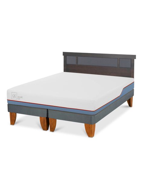 Cama Europea Excellence Plus 2 Plazas Base Dividida + Respaldo Dublin Gris-0