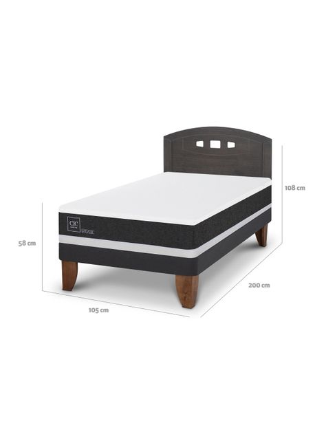 Cama Europea Ortopedic 1.5 Plazas + Respaldo Gales-1