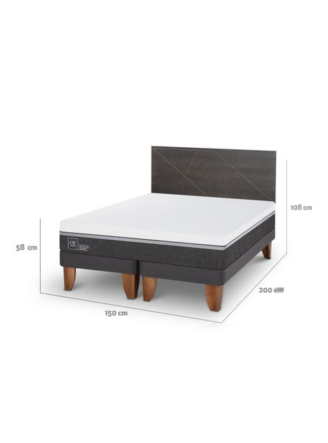 Cama Europea Ortopedic 2 Plazas Base Dividida + Respaldo Múnich-1