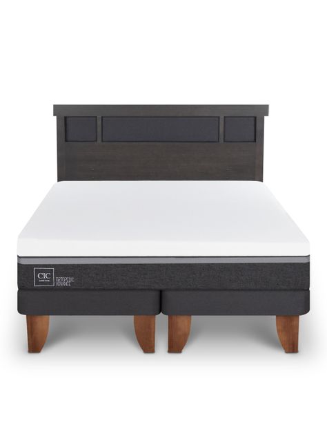 Cama Europea Ortopedic Advance Base Dividida 2 Plazas + Respaldo Dublin Gris-2