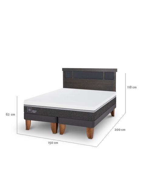 Cama Europea Ortopedic Advance Base Dividida 2 Plazas + Respaldo Dublin Gris-1