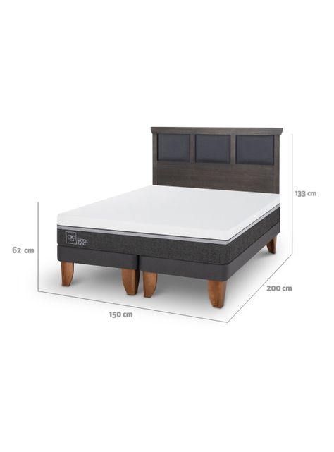 Cama Europea Ortopedic Advance Base Dividida 2 Plazas + Respaldo Torino Gris-1