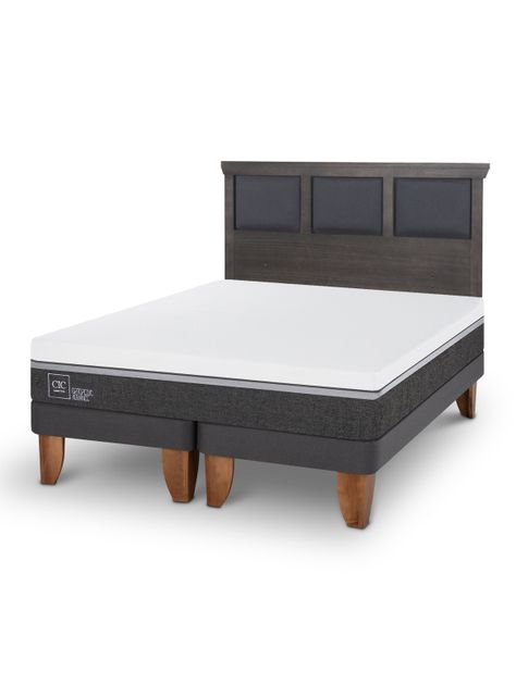 Cama Europea Ortopedic Advance Base Dividida 2 Plazas + Respaldo Torino Gris-0
