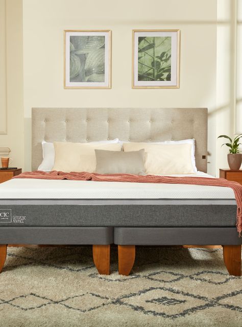 Cama Europea Ortopedic Advance King + Respaldo Torino Gris-4