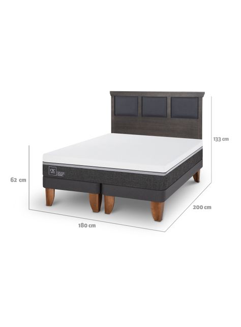 Cama Europea Ortopedic Advance King + Respaldo Torino Gris-1