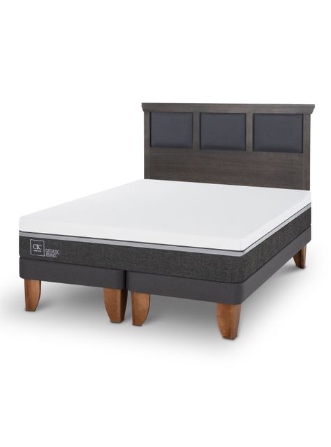 Cama Europea Ortopedic Advance King + Respaldo Torino Gris-0