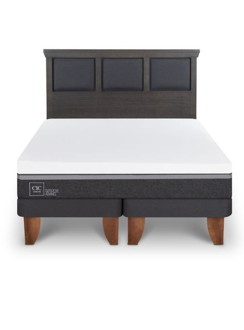 Cama Europea Ortopedic Advance King + Respaldo Torino Gris-2