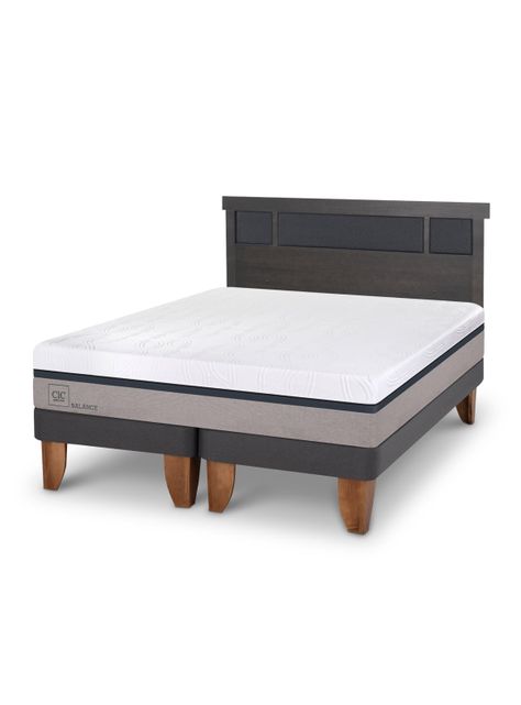 Cama Europea Balance 2 Plazas Base Dividida + Respaldo Dublín-0