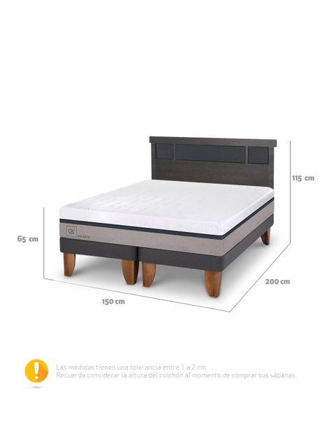 Cama Europea Balance 2 Plazas Base Dividida + Respaldo Dublín-1