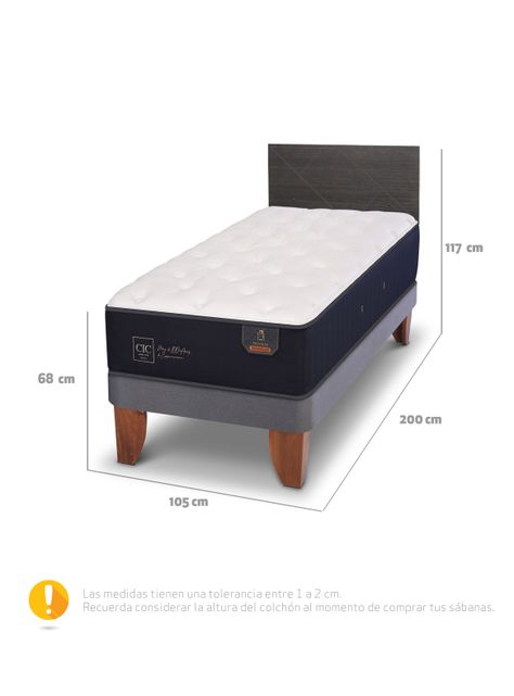 Cama Europea Premium 1.5 Plazas + Respaldo Villarrica-1