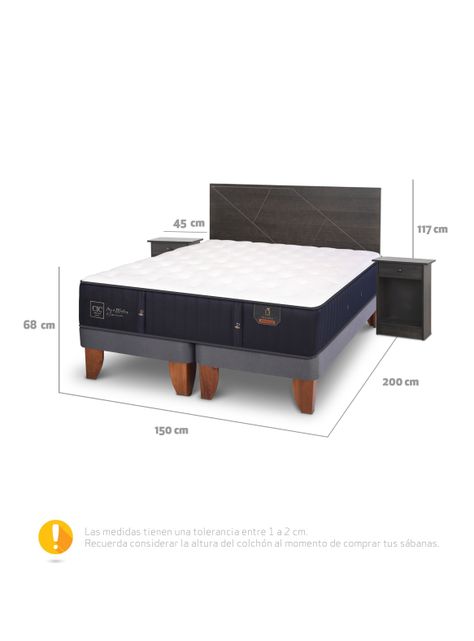Cama Europea Premium 2 Plazas Base Dividida + Set de Muebles Villarrica-1
