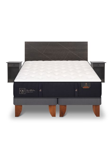 Cama Europea Premium 2 Plazas Base Dividida + Set de Muebles Villarrica-2